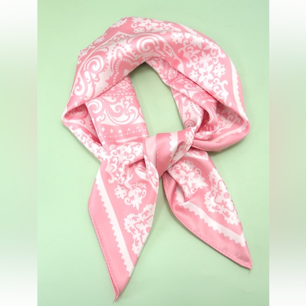 Pink Paisley Silky Feel Bandana Scarf